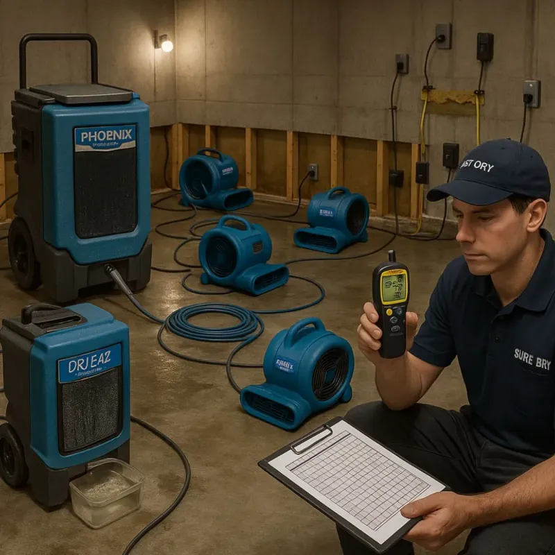 Structural Drying and Dehumidification process in Cloverleaf, TX